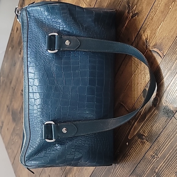 Coach Dark Blue Croc-Embossed Shoulder Bag - Picture 2 of 6
